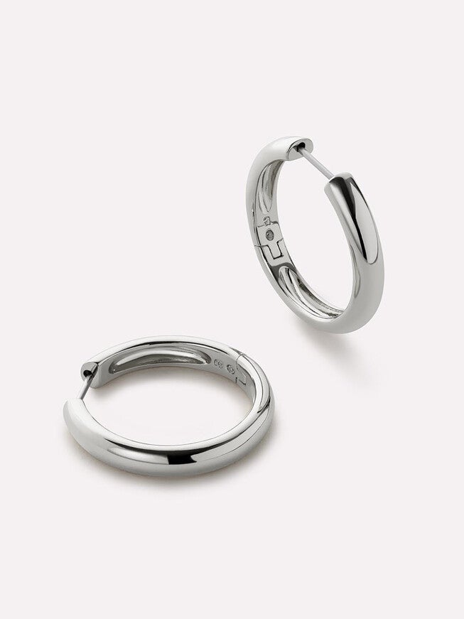 Giulia Large Silver Hoop Earrings, SILVER, hi-res image number 0