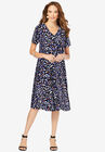Ultrasmooth® Fabric V-Neck Swing Dress, MULTI PLAYFUL ABSTRACT, hi-res image number null