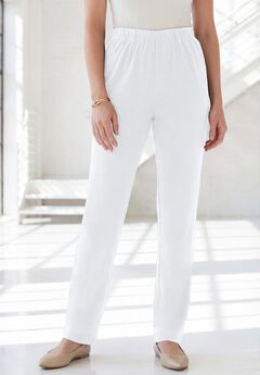 Plus Size Soft Knit Relaxed Pull-On Straight Leg Pant