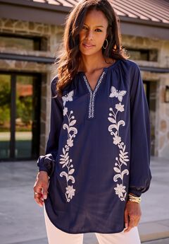 Plus Size Georgette Split Neck Blouse