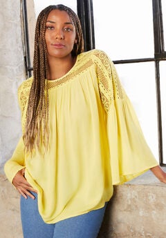 Crochet-Trim Blouse