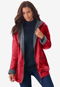 Plus Size Hooded Nylon Jacket