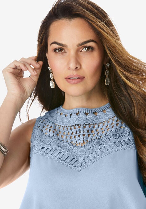 Lace Yoke Top, , alternate image number null