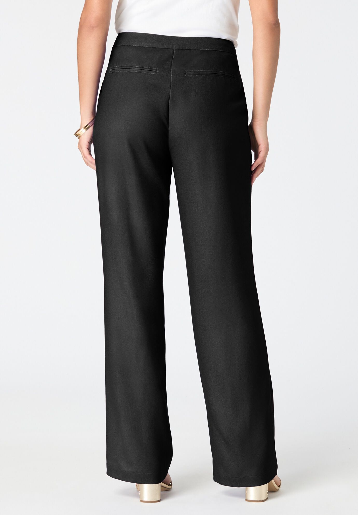 Plus Size Crepe Trouser Pant, BLACK, on-hover image number 1