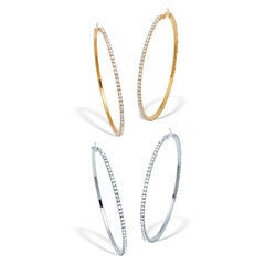 2 Pair Crystal Hoop Goldtone and Silvertone Earrings