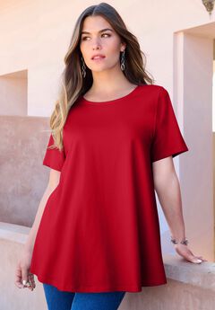 Plus Size Ultimate Cotton Crewneck Short Sleeve Swing Tee