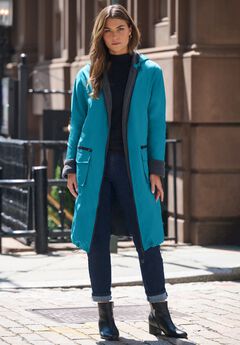 Hooded Long Nylon Jacket with Fleece Lining