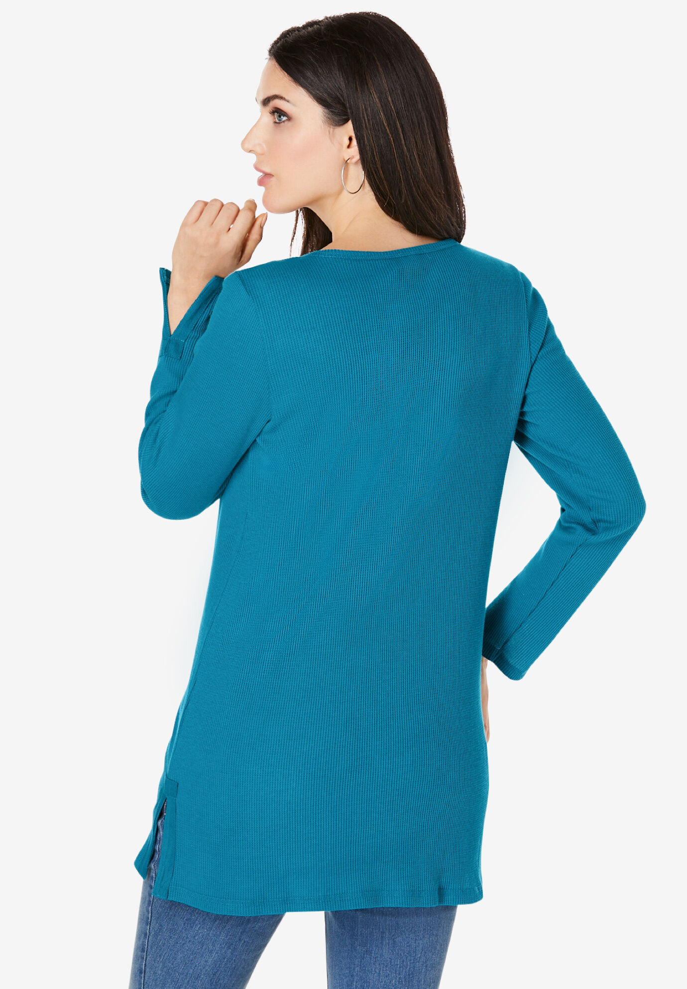 women's plus size thermal henley shirts