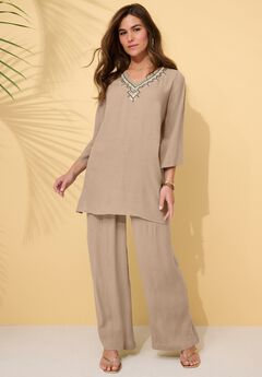Hand Crinkled Embellished Tunic