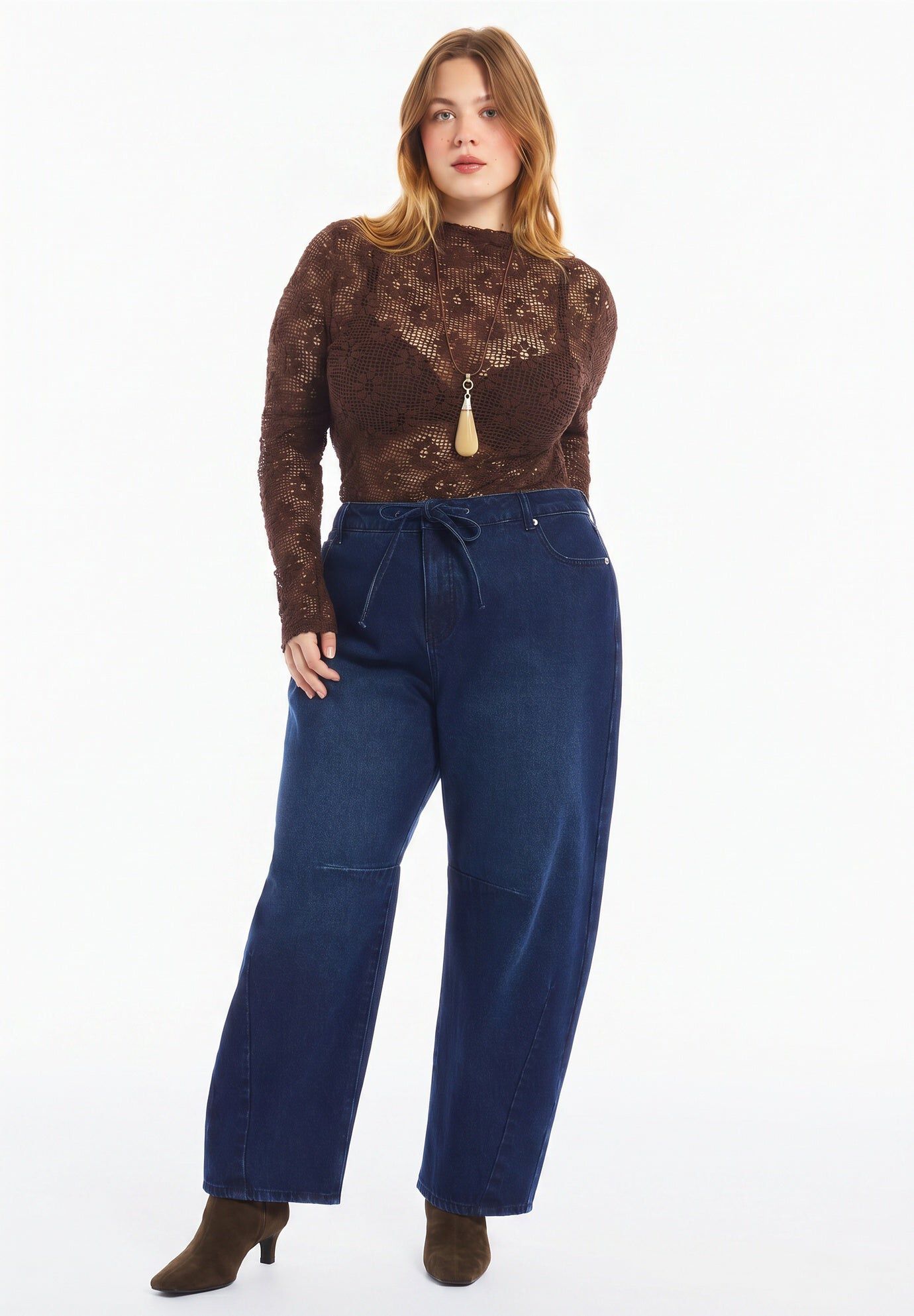 Dramatic Drawstring Barrel Jean