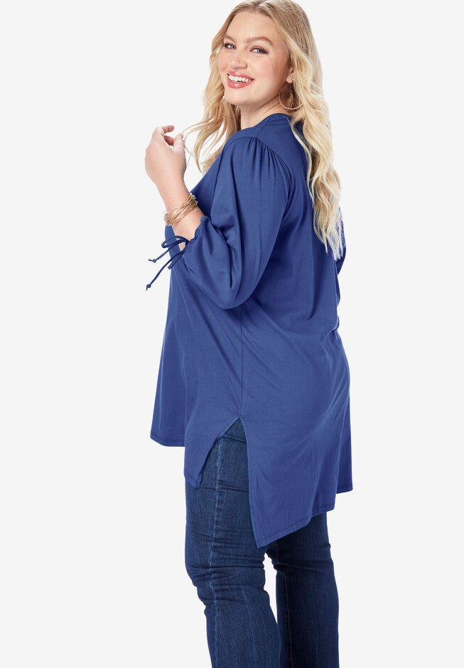 Tie-Sleeve Ultimate Tunic with High-Low Hem, , alternate image number null