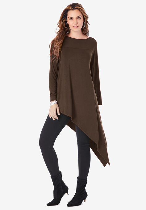 Asymmetric Ultra Femme Tunic, CHOCOLATE, hi-res image number null