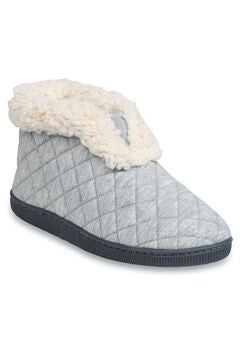 Quilted Jersey Elastic Front Slipper Boot Slippers