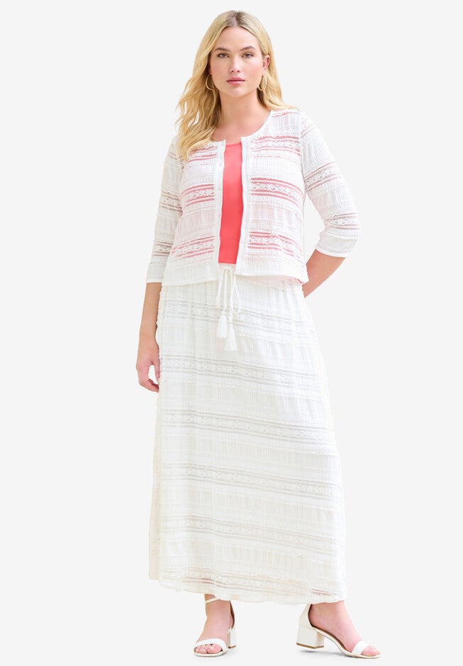Lace Bolero Cardigan, WHITE, hi-res image number 0