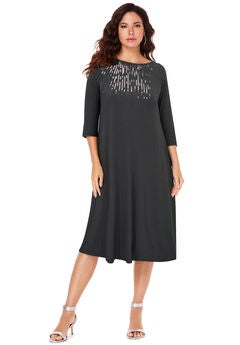 Ultrasmooth® Fabric Embellished Swing Dress