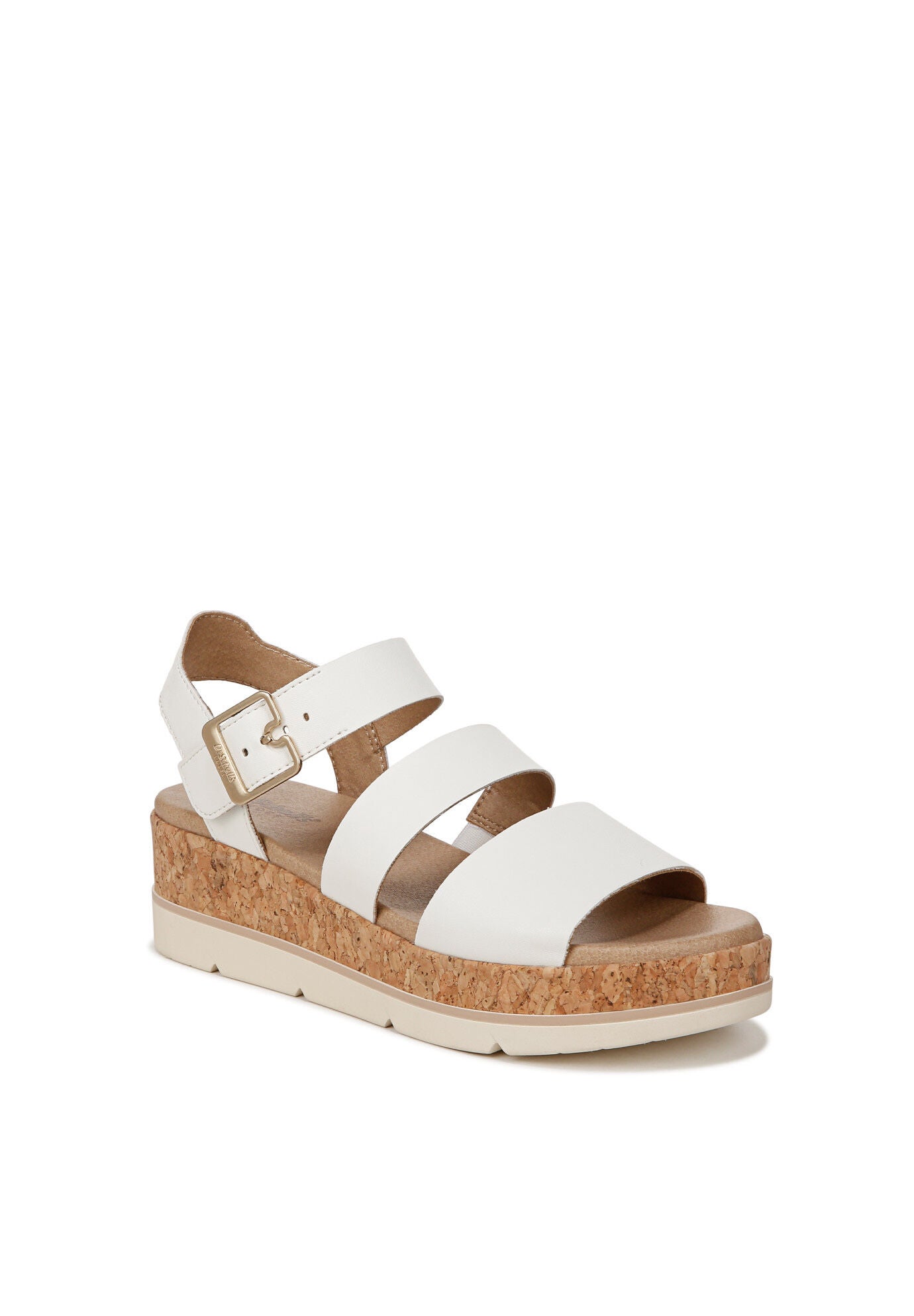 Once Twice Platform Sandal, WHITE FAUX LEATHER, hi-res image number 0