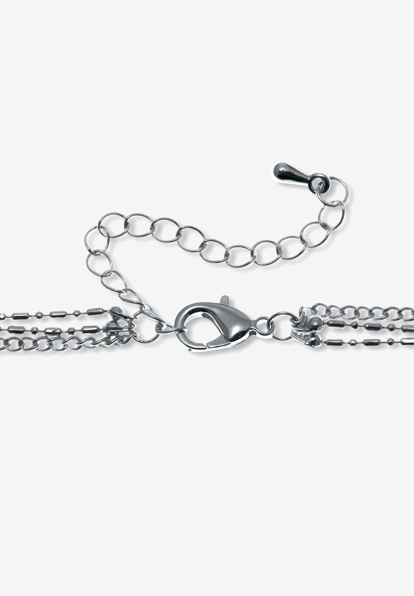 Silvertone Leaf Drop Necklace, 26 Inch Chain, Plus 2 Inch Extension, , on-hover image number 1