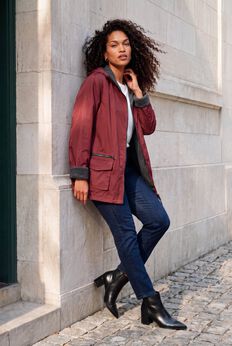 Plus Size Hooded Nylon Jacket