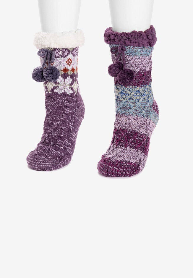 2-Pair Tall Pom Cabin Socks, , alternate image number 3