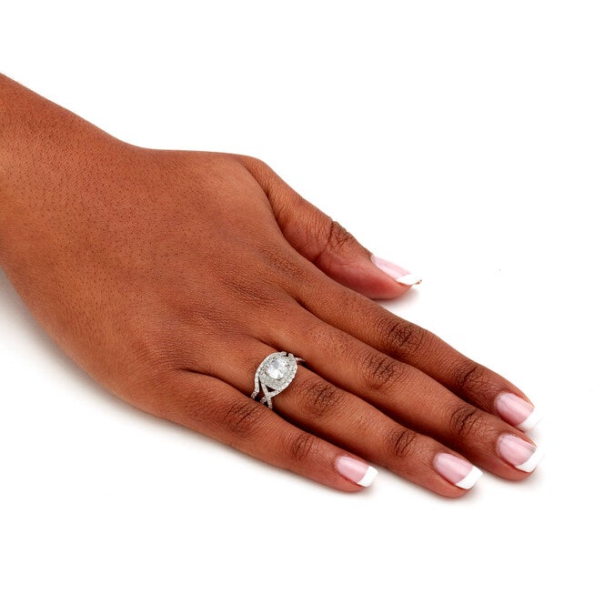 2.20 TCW CZ Two-Piece Halo Bridal Ring Set in Platinum-plated Sterling Silver, WHITE, alternate image number null