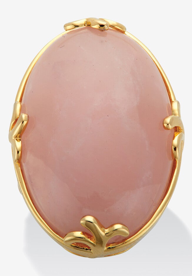 Cabochon Cut Rose Quartz 18K Gold-Plated Cocktail Ring, PINK, hi-res image number null