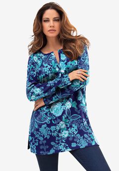 Plus Size Knit Thermal Henley Top – Long Sleeve