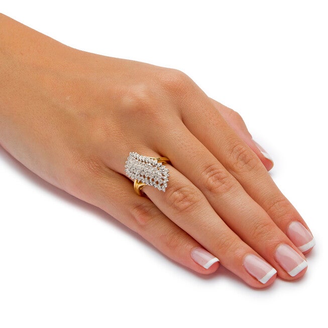 1/7 TCW Round Diamond Pave 18k Gold-plated Sterling Silver Cluster Ring, WHITE, alternate image number 2