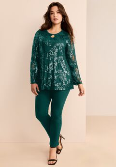 Sequin Keyhole Blouse