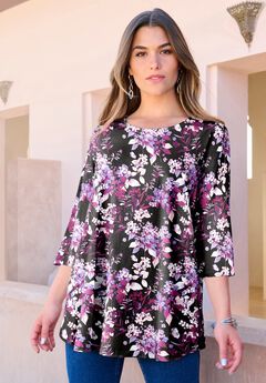 Plus Size Ultimate Three Quarter Sleeve Swing Tee