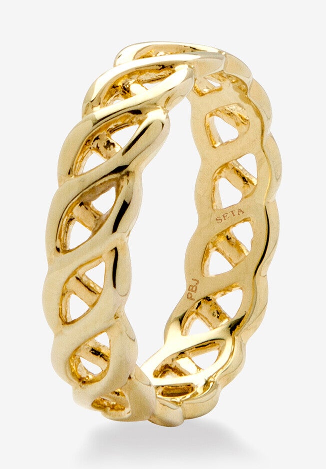 Braided Link Ring In Gold-Plated, , on-hover image number 1