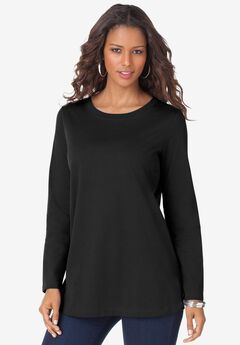 Plus Size Cotton Ultimate Long Sleeve Crewneck Tee