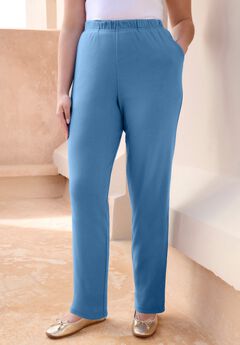 Plus Size Straight Leg Soft Knit Pull On Pant