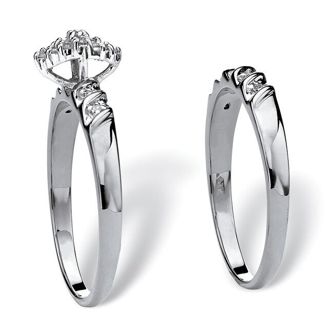 1/10 TCW Diamond Two-Piece Bridal Set in Platinum-plated Sterling Silver, WHITE, on-hover image number 1