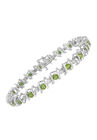 Sterling Silver Gemstone & Round Diamond Tennis Bracelet Green Peridot August Birthstone, , alternate image number null