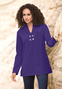 Double Button Sherpa Fleece Tunic