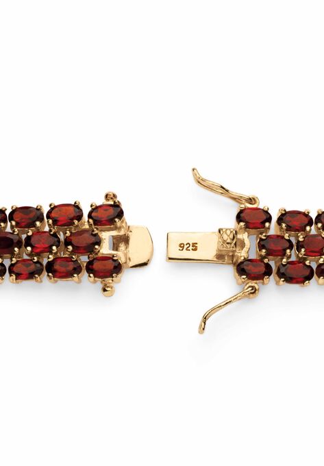 Gold & Silver Tennis Bracelet with Oval Garnet, , on-hover image number null