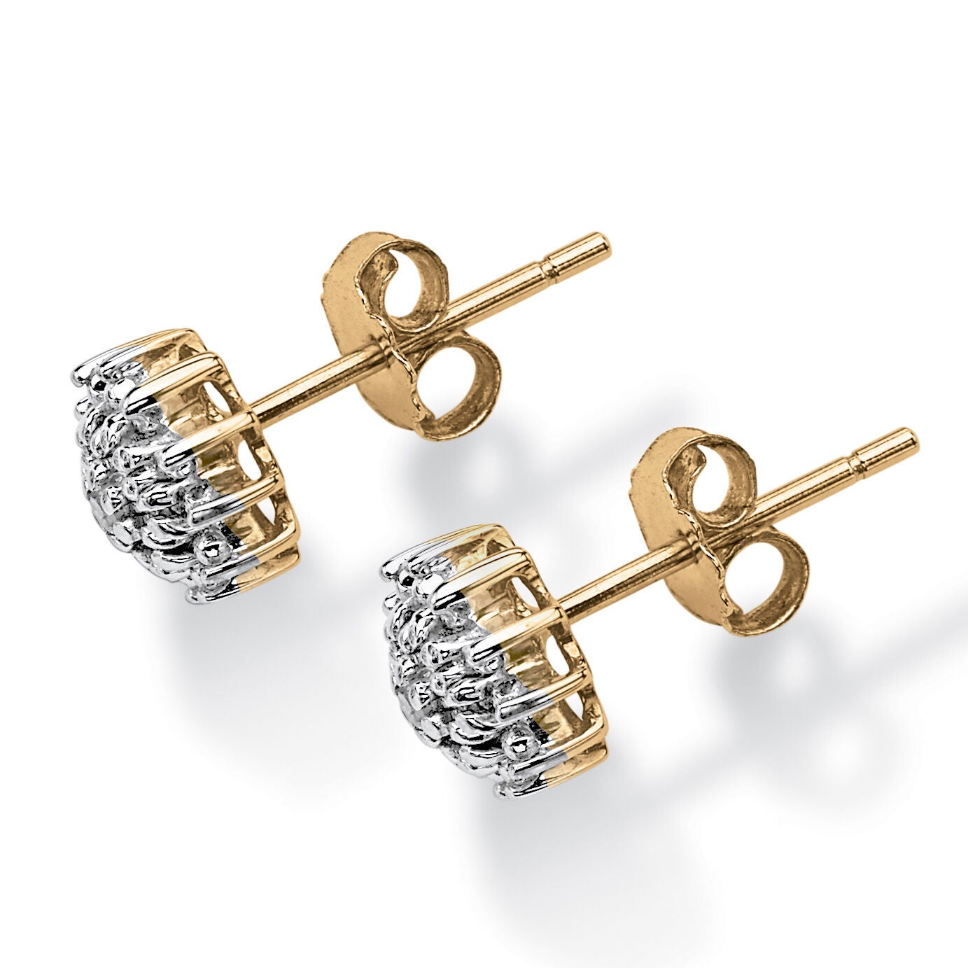 Diamond Accent Starburst Stud Earrings in Solid 10k Gold, WHITE, on-hover image number 1