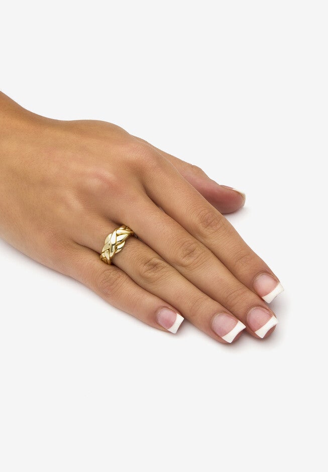 Yellow Gold-Plated Braided Puzzle Ring Jewelry, , alternate image number 2