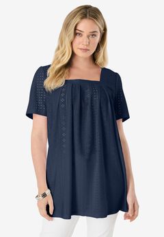 Square Neck Eyelet Tunic