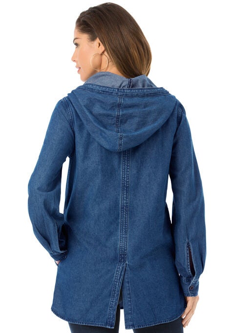 Hooded Denim Big Shirt, , on-hover image number null