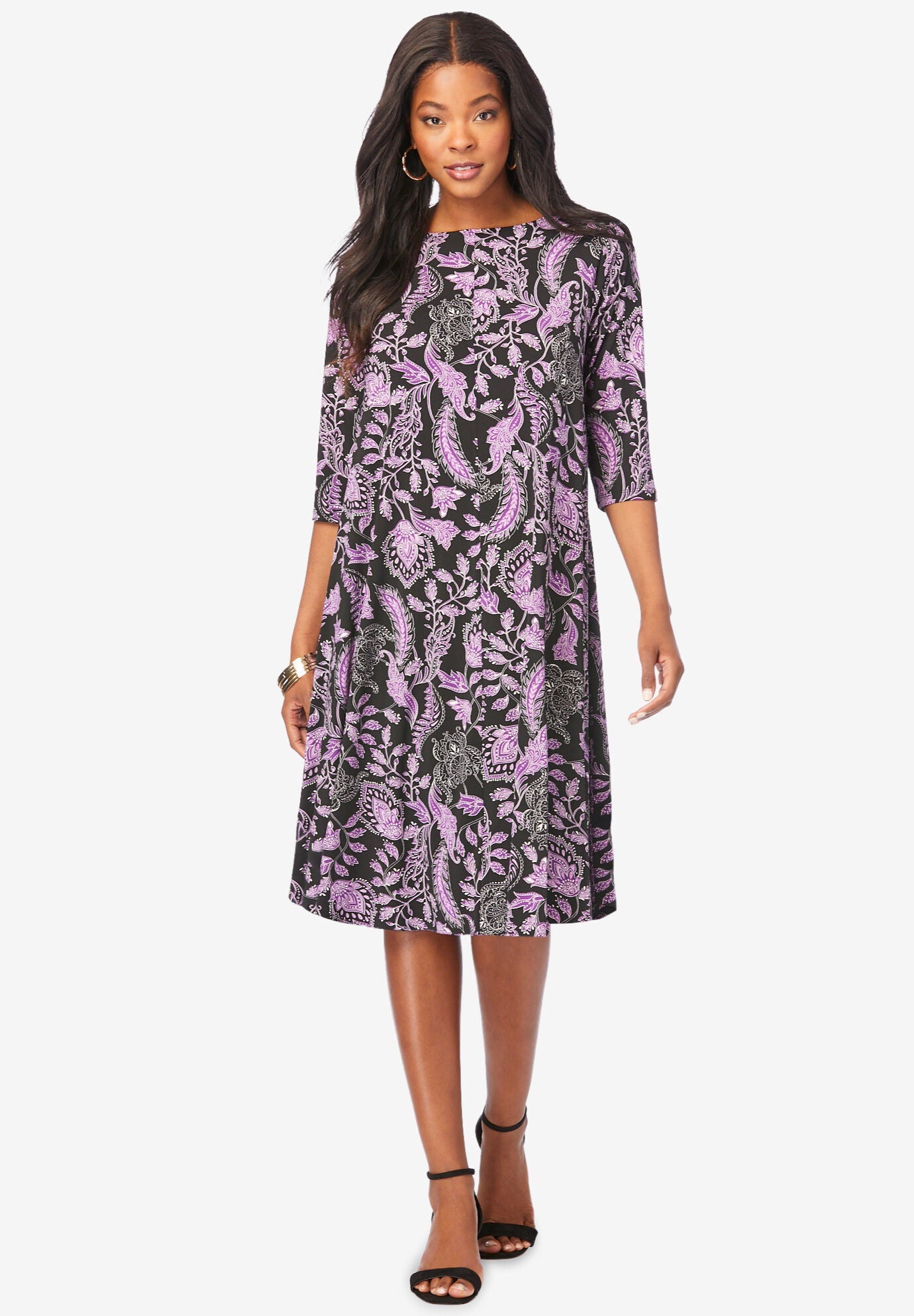 Woman within clearance dresses store