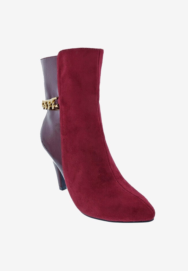 Chain Mid Calf Bootie, WINE MICRO PATENT, hi-res image number 0