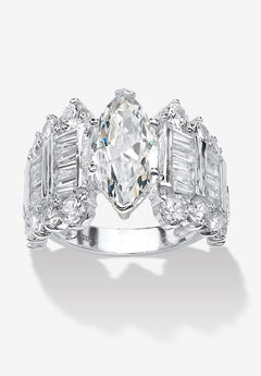 6.55 Tcw Marquise-Cut Cubic Zirconia Ring In .925 Sterling Silver