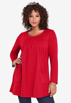 Long Sleeve Two Pocket Soft Knit Tunic