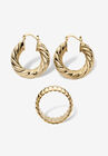 Section Dome Ring And Hoop Earrings Set Goldtone, , on-hover image number null