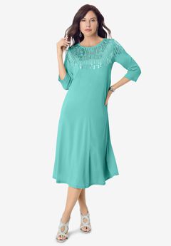 Ultrasmooth® Fabric Embellished Swing Dress