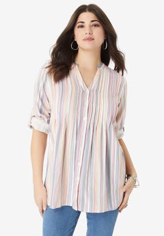 Pleated Stripe Big Shirt