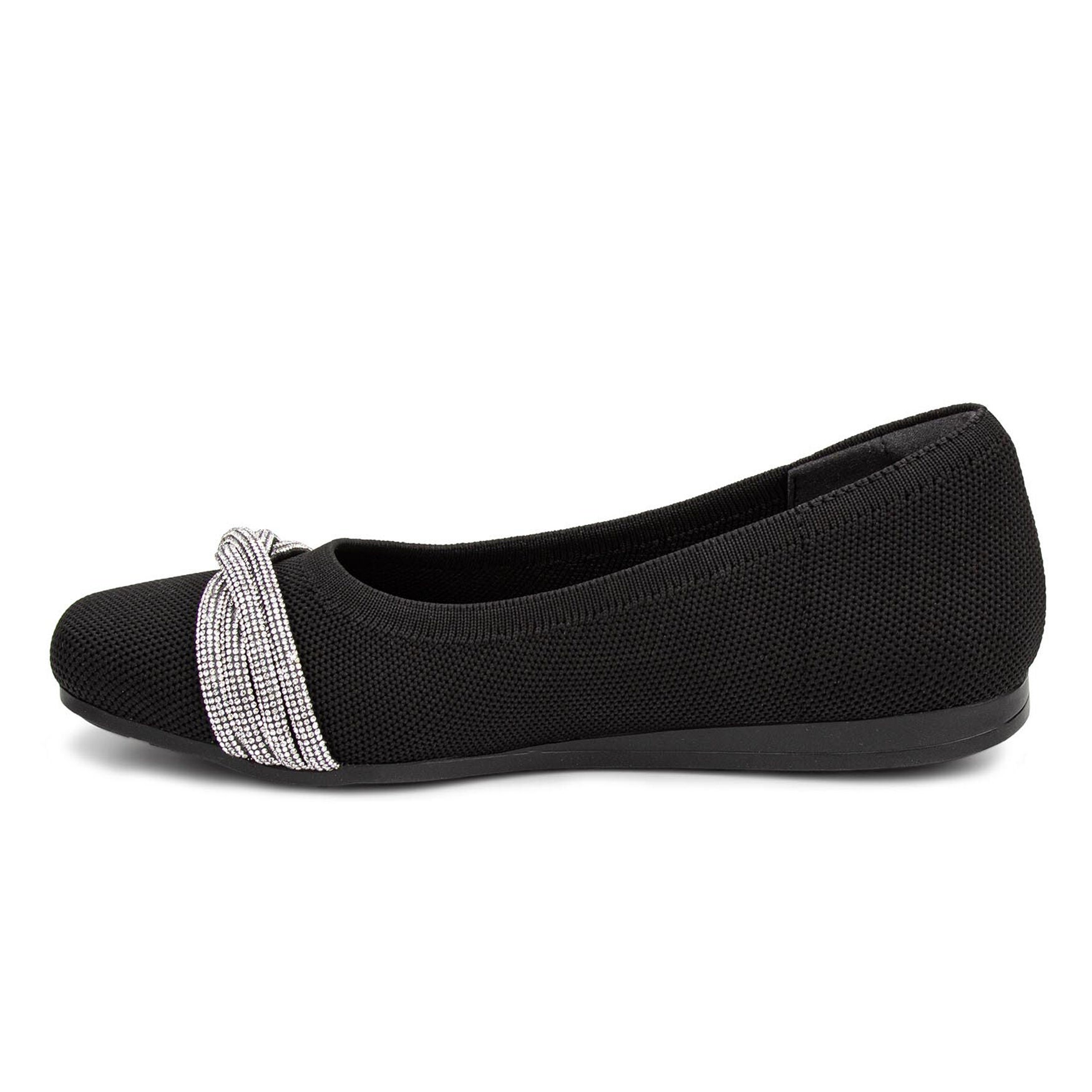 Nissa Square Toe Stretch Knit Flat, BLACK KNIT RHINE, alternate image number 3