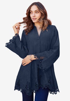 Poplin Embroidered Swing Tunic