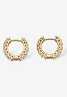 Yellow Gold-Plated Huggie Hoop Earrings, , on-hover image number null
